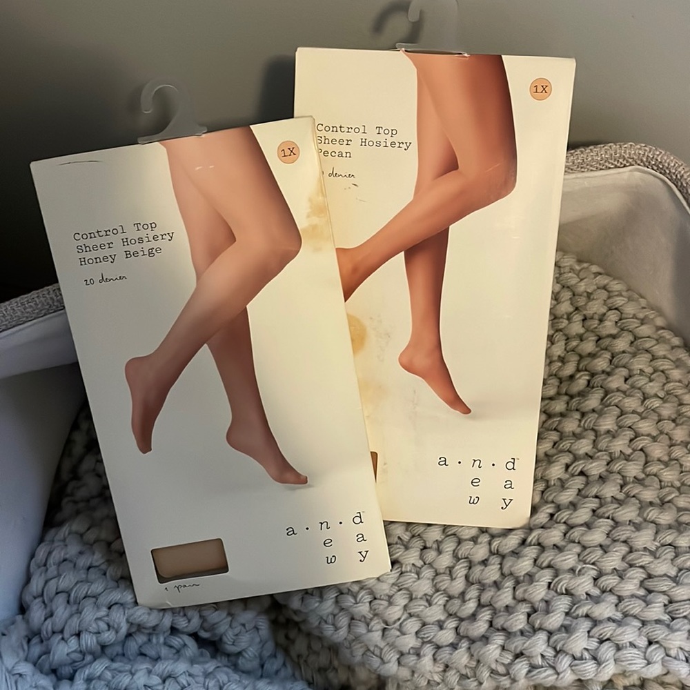 New in package pantyhose, sheer tights, sheer hosiery size 1X both packages